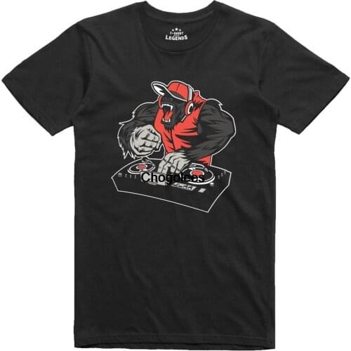 Hardcore Gorilla DJ Cartoon Style Turntable Mixing T Shirt
