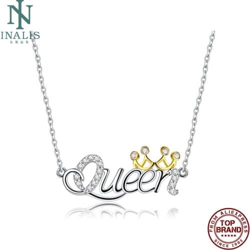 INALIS S925 Sterling Silver Women Necklace Queen Luxury Pendant Necklaces Crown Fine Jewlery New Arrivals Mothers Day Gift