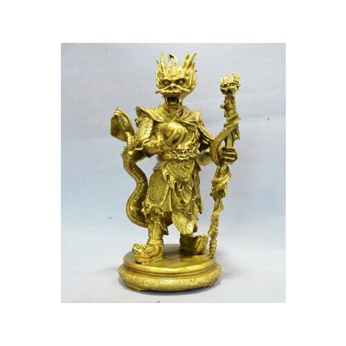 Chinese Temple myth Refined Pure brass Copper sea dragon King God buddha statue 43cm
