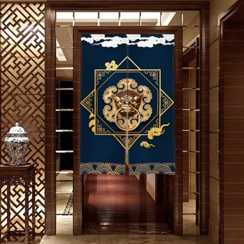 Chinese /Japnese Auspicious Birds Flower Mountains Linen Door Curtains Roman Half Curtains Entrance Partition Kitchen #30