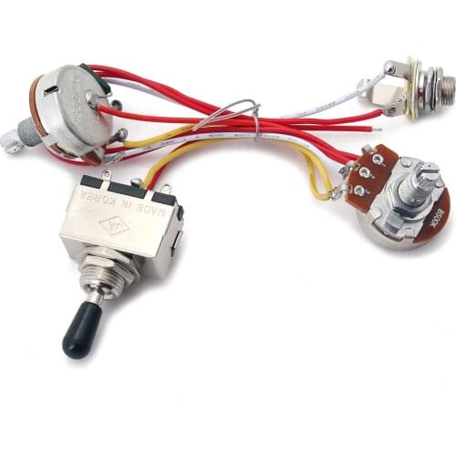 Tooyful Guitar Pickup Wiring Harness Kit 3 Way Toggle Switch 500K Pots for Electric Guitar Cigar Box Guitar Replacement Parts