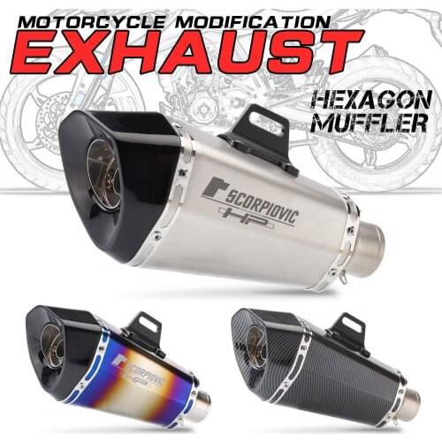 Motorcycle modified exhaust pipe universal small hexagon muffler R6 FZ8 DUKE390 R25 MT07 MT09 YZF R1 R6 with DB Killer
