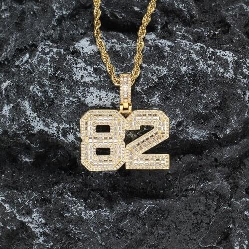 Custom numbers Pendants Mens Prong Setting Zircon Hip Hop Necklace Jewelry CP16