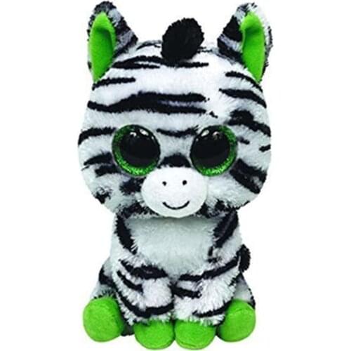 New 6"15cm TY Big Glitter Eyes Green striped zebra Plush Stuffed Animal Collectible Toy Christmas Birthday Gift For Boy Girl