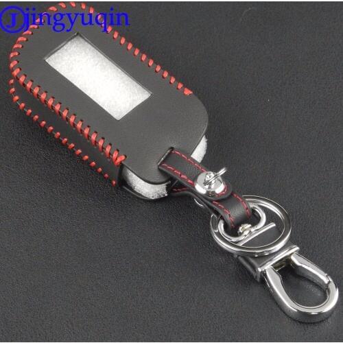 Jingyuqin New Arrival 3 Buttons Remote Hand-stitched Leather Key Cover Case A93 Keychaine For Starline A93 A63 Two Way Car Alarm