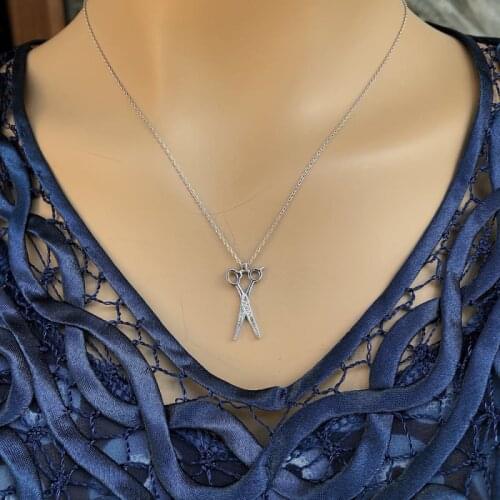 Scissors 925 Sterling Silver Necklace Women Girls Gift Jewelry Accessories Fashion Handmade Elegant Chain