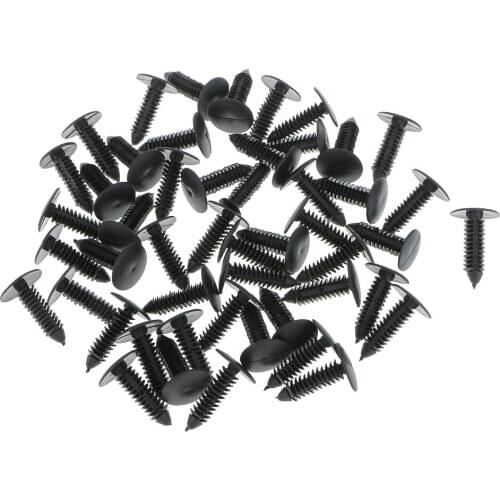 50X A12 Plastic Rivets Fastener Push Clips Black For Car Auto -Black
