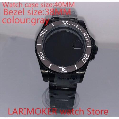 Suitable for NH35 NH36 Miyota 8215 40mm 904L stainless steel housing, sealed black back cover, with rotating bezel gray