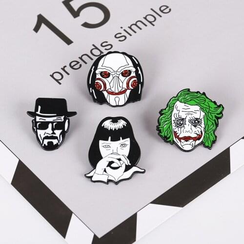 Popular New Movie star exaggeration Skull clown Brooch alloy drop oil funny taboo girls Brooch dress Clothes decoration
