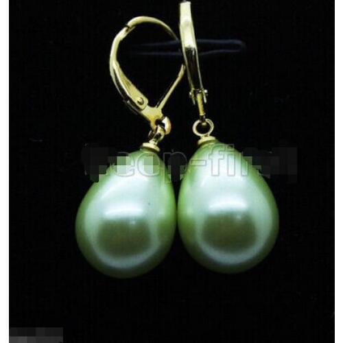 Free shipping NEW 12X15MM DROP/DANGLE SOUTH SEA SHELL PEARL EARRINGS