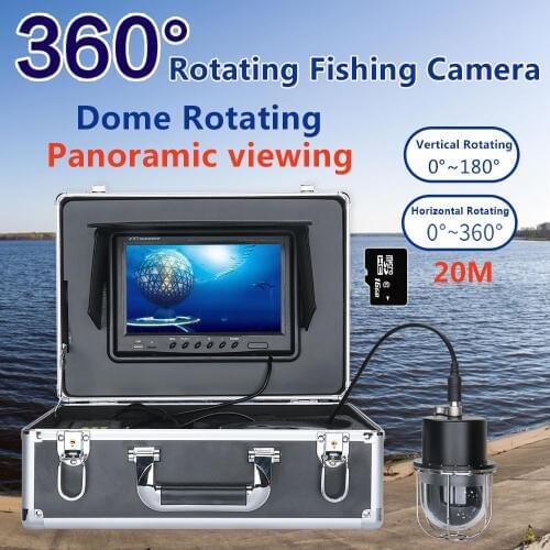 9" DVR Recorder Underwater Fishing Video Camera Fish Finder IP68 Waterproof 180/360 Degree Rotating Fishfinder Fishing Camera