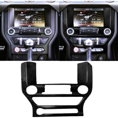 Interior Mouldings For Ford Mustang 2015-2019 Real Carbon Fiber Car Center Control Panel AC CD Covers Stickers For Ford Mustang