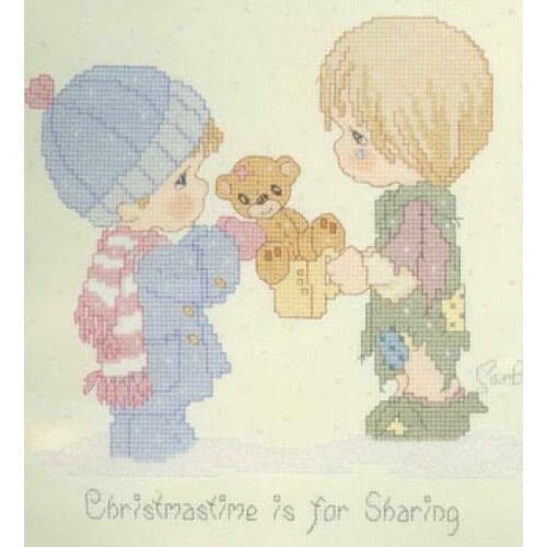 European Style Fishxx Cross Stitch 14CT Kit H146 Cute Cartoon Characters Give His Beloved Little Bear Hand Embroidery