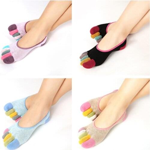 Hot Women Colorful Running Socks Five-finger Sport Socks Sweat-absorbent 5 Toe Socks Invisible Deodorant Toe Socks Pilates Socks