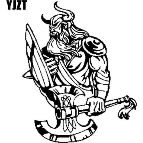 YJZT 14.3CM*17.8CM Ferocious Warrior Vinyl Personality Car Sticker Decal Black Silver C13-000673