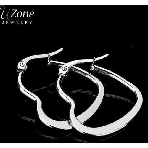 UZone Stainless Steel Heart Hoop Earrings For Women Punk Big Love Simple Earrings Nice Gifts 2018 New Jewelry Aretes 35mm 25mm