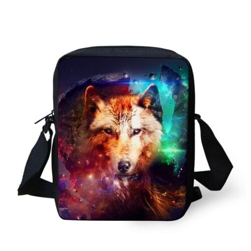 Womens Messenger Bags 3D Wolf Dog Painting Casual Travel Cross-body Bags for Woman Small Shoulder Tote Handbag