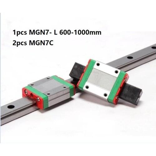 1pcs Original HIWIN linear guide rail MGN7 -L 600mm/700mm/800mm/900mm/1000mm + 2pcs MGN7C Mini blocks for 7mm Miniature CNC kit