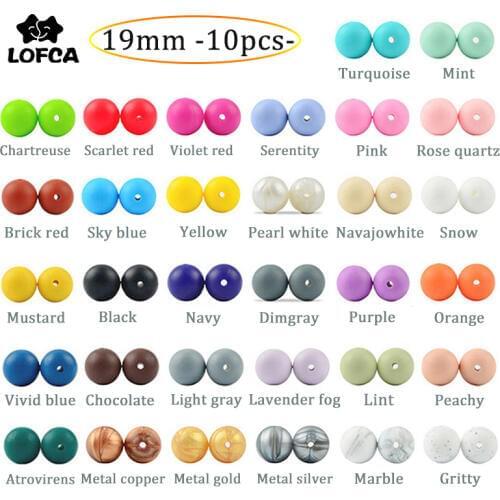 LOFCA 10pcs Silicone Beads 19mm Tie Dye Round Shaped Baby Teether BPA Free Food Grade DIY Jewelry Necklace Nursing Accessories