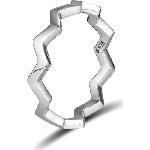 100% 925 Sterling Silver Wedding Rings Timeless Zigzag Decorative Finger Rings for Women Fashion Jewelry anillos mujer