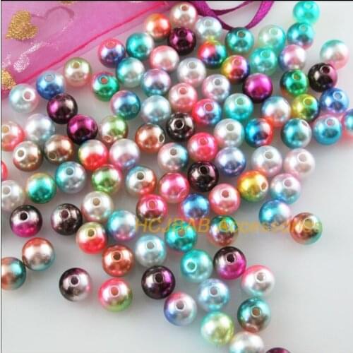 100 New Loose Smooth Round Charms Acrylic Plastic Spacer Beads Colored 8mm