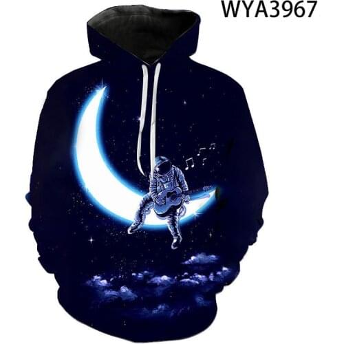 2021 Funny Design Hoody Astronaut Clean The Space 3D Sweatshirt Men/Women Long Sleeve Hooded Tracksuit Black Hoodies Pullover
