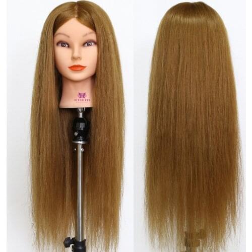 28" 70CM Long Blonde 90% Real Hair Doll Training Head For Curling Hairstyles Professional Salon Hairdresser Mannequin Heads