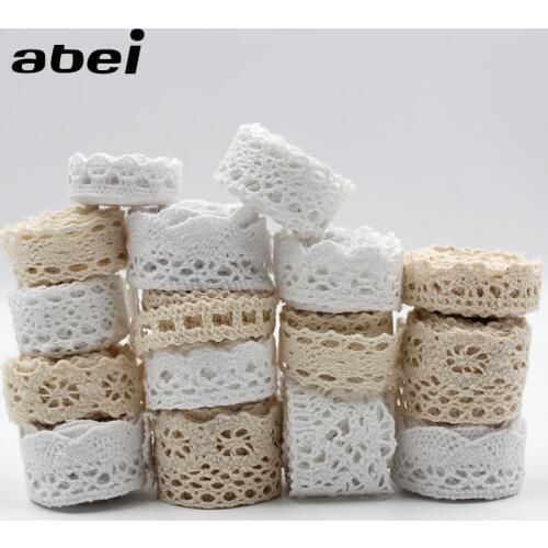 30yards/lot Cotton Material White Cotton Lace Trims Beige Clothing Decorative Ribbon Handmade Patchwork DIY Hometexile Sewing