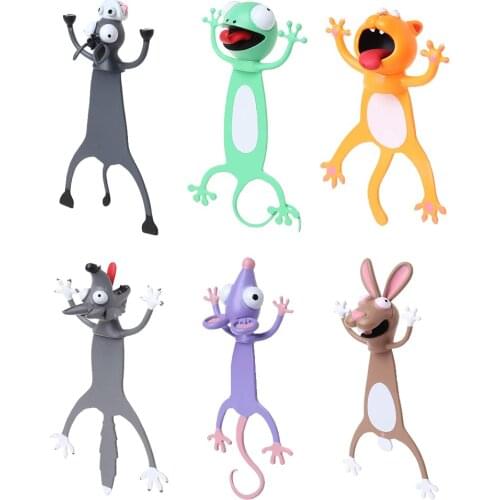 3D Stereo Creative Bookmark Animal Cat Rabbit Mouse Book Mark Pages Clips Folder For Kids Gift Office School Reading Stationery