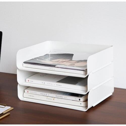 ABS Stackable Desktop Storage Box For Magazines Document Files Home Office Tabletop Sundries Organizer Container