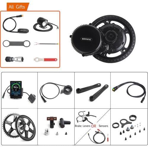Bafang 48V 750W Mid Drive Gear Sensor Wrench Lights Complete Motor Kits 8FUN BB02B Electric Bicycle Conversion 68-73mm 44T-52T