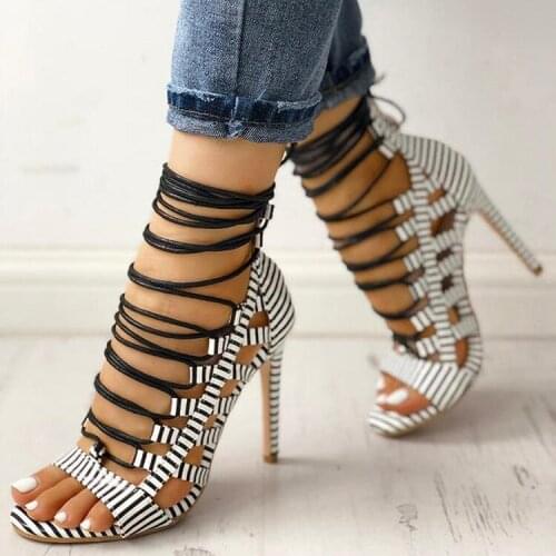 Beige Heeled Sandals Large Size Female Shoe Cross 2021 Womens Cross-Shoes Black Big Stiletto Girls Comfort Fashion Multicolore