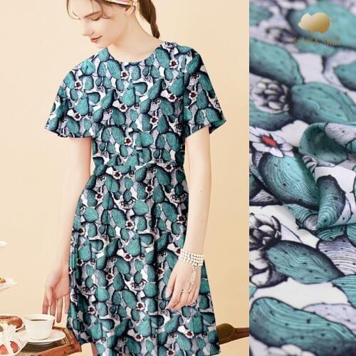 Digital inkjet silk stretch satin fabric 19mm custom drapes shirt dress silk stretch fabric wholesale silk cloth