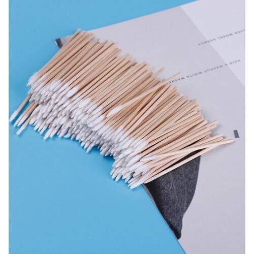 Hot 300PCS Wood Handle Small Pointed Tip Head Cotton Swab Eyebrow Tattoo Beauty Makeup Color Nail Seam Dedicated Dirty Pick