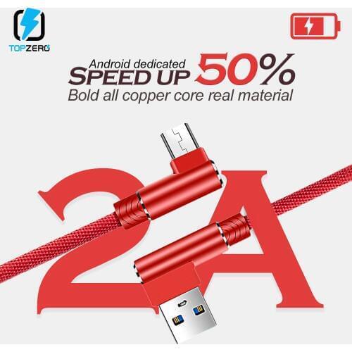 Topzero Micro USB Cable Fast Data Sync Charging Cable Andriod Microusb Mobile Phone Cables For Samsung Huawei Xiaomi LG