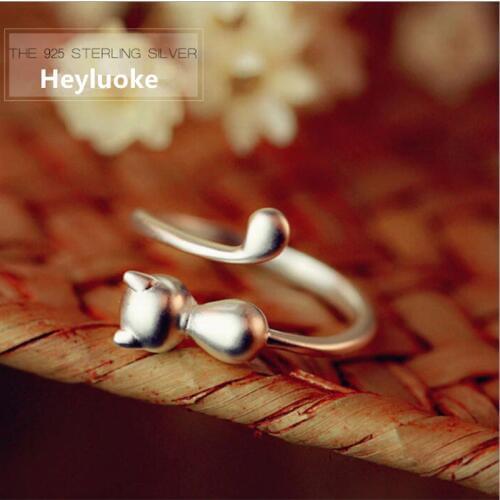 Heyluoke Authentic Animal Cat Adjustable Finger Rings for Women Fashion Ring Jewelry