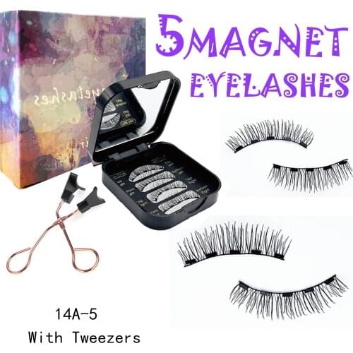 Magnetic eyelashes with 4 magnets, reusable handmade 3D mink false eyelashes, natural eyelash extensions with magnetic tweezers