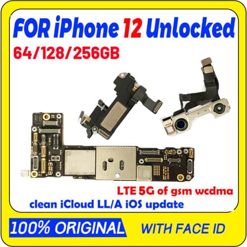 64GB 128GB 256GB WITH FACE ID Full Chips Main Logic Board Good Teste Free shipping Not ID Locked for iPhone 12 Motherboard
