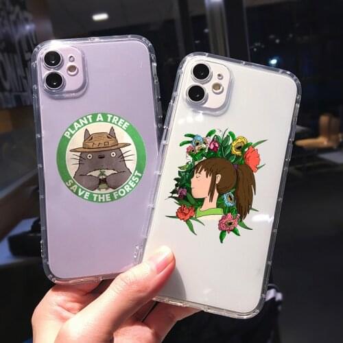 Soft Clear Shockproof Cover shell For iPhone 8 12 Pro 11 XS MAX X 7 XR SE2020 6Plus SE2020 Cute Cartoon Anime Totoro phone cases