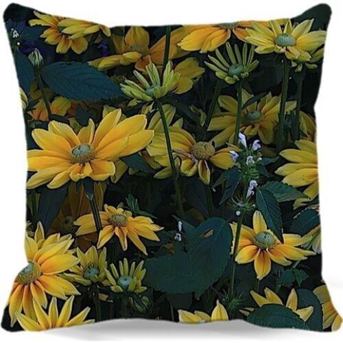 16" 18" Green Yellow Chrysanthemum Pattern Pillow Cases 2017 Vintage Cotton polyester Natural Flowers Decorative for home car