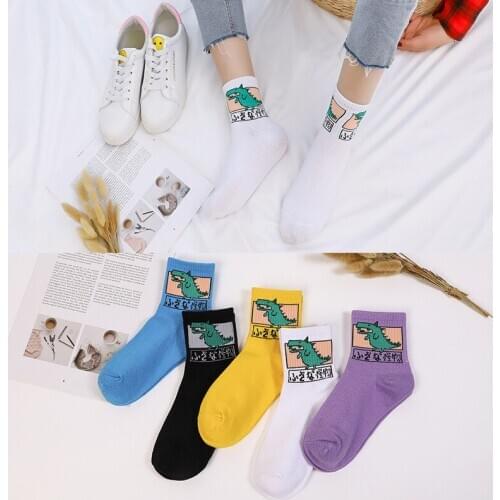 Kawaii Crew Monster Cartoon Tube Socks Cute Cotton funny Socks White harajuku Female and Ladies Sox Japanese Unisex korean 35-43