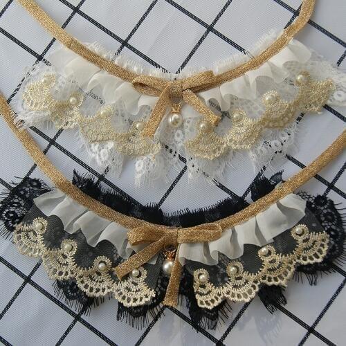 Pet Handmade Bow Ties lace pet cat dog bib Teddy scarf small dog collar saliva towel Pet Grooming Costume Accessories