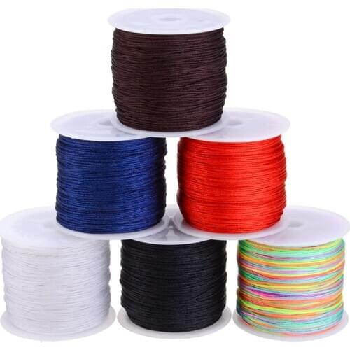 45M/Roll 0.8mm Multicolor Thread Chinese Knot Cord Nylon Cord Macrame Rattail Bracelet Braided String Knitting Yarn Rope