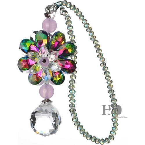H&D Hanging Chandelier Crystals Ball Prisms Fengshui Suncatcher Rainbow Pendant Maker Car Charm (colorful)