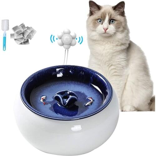 Electric Ceramic Cat Drinking Water Fountain For Cats Dogs Drinking Bowl Automatic Cat Water Fountain Dispenser Pet Bowl 1.5L