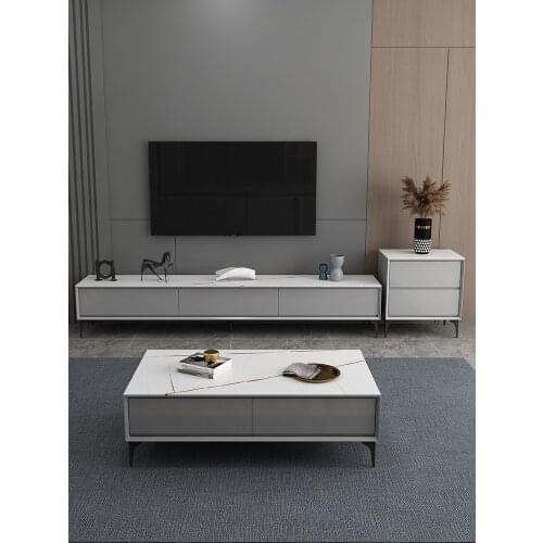 Italian style simple rock tea table TV cabinet modern light luxury style tea table TV cabinet combination small family living