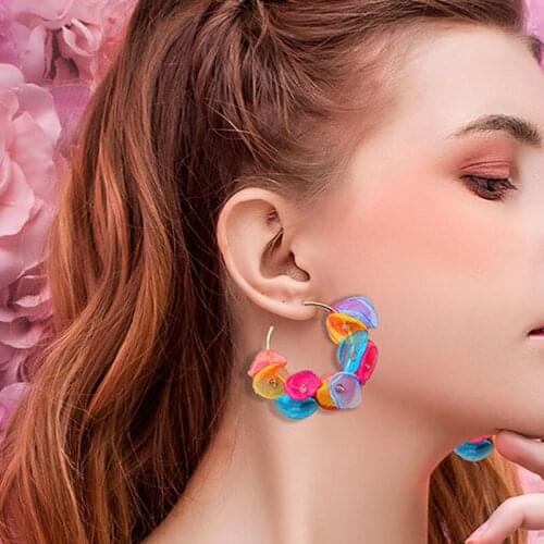 Earings Fashion Jewelry 2021 Sweet Cloth Flower Ear Ring Korean Fashion Dance Party Temperament Petal Sexy Personality Earrings
