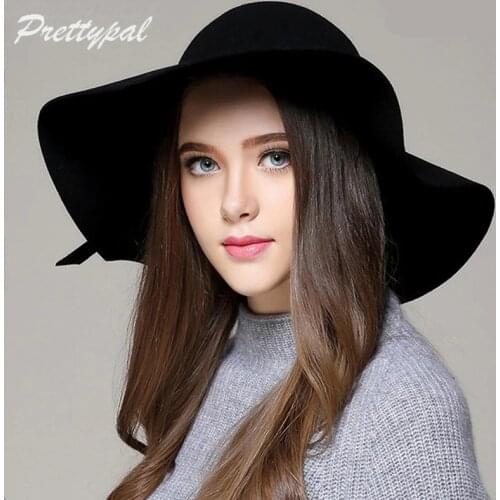 Large Soft Brim Dome Fedora Top Hat Womens Fedora Trilby Vintage Wool Felt Wide Brim Bucket Hats Man For Men Women Swanowing