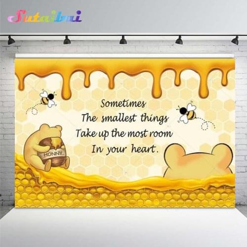 Sweet Honey Bee Yellow Birthday Party Backdrop Honeycomb Hunny Bear Baby Shower Newborn Photography Decorations Background Vinyl