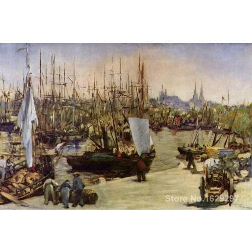 Portrait Painting The Port of Bordeaux by Edouard Manet Canvas High quality Hand painted